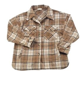 Altar’d State Heavy Plaid Flannel Wool Blend Shacket Women's Med Brown NJ90047